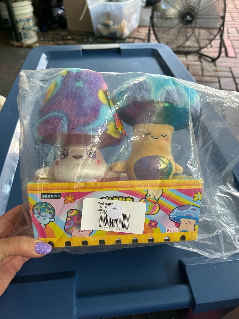 Russ Plush Mushroom Pair - Purple, Teal, Yellow, Pink